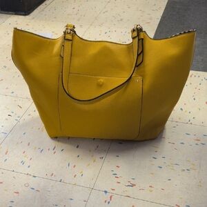 Yellow Leather Tote Handbag - Unbranded